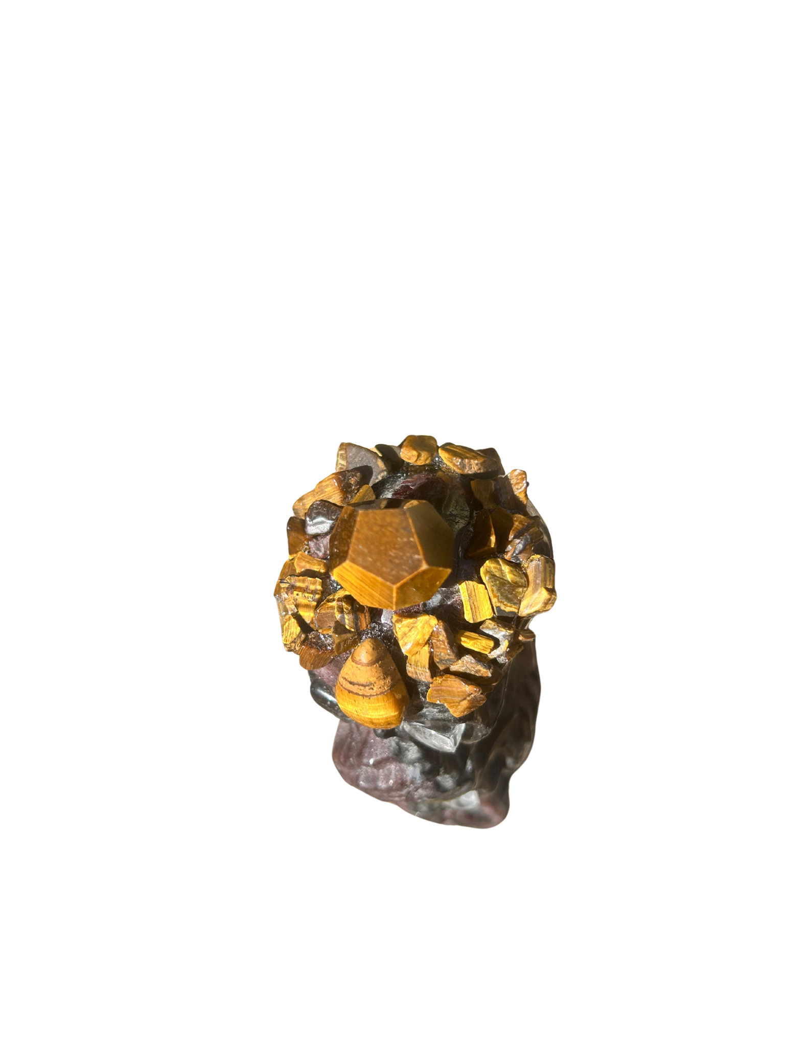 See No, Hear No, Speak No Evil Skull Statue (Garnet in Black Tourmaline+Tiger’s Eye+Clear Quartz)