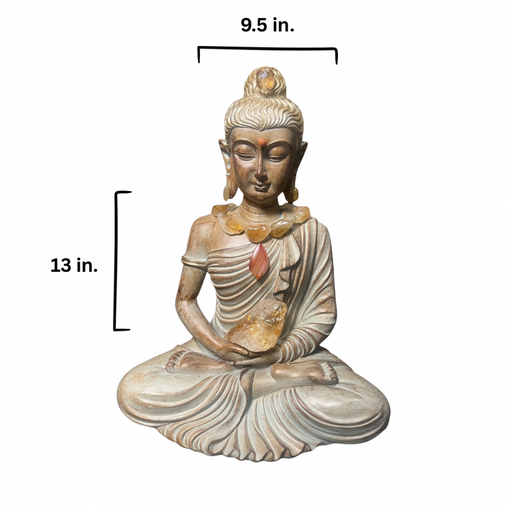 Lotus Sitting Buddha (Citrine+Carnelian+Fossilized Coral+Yellow Opal)