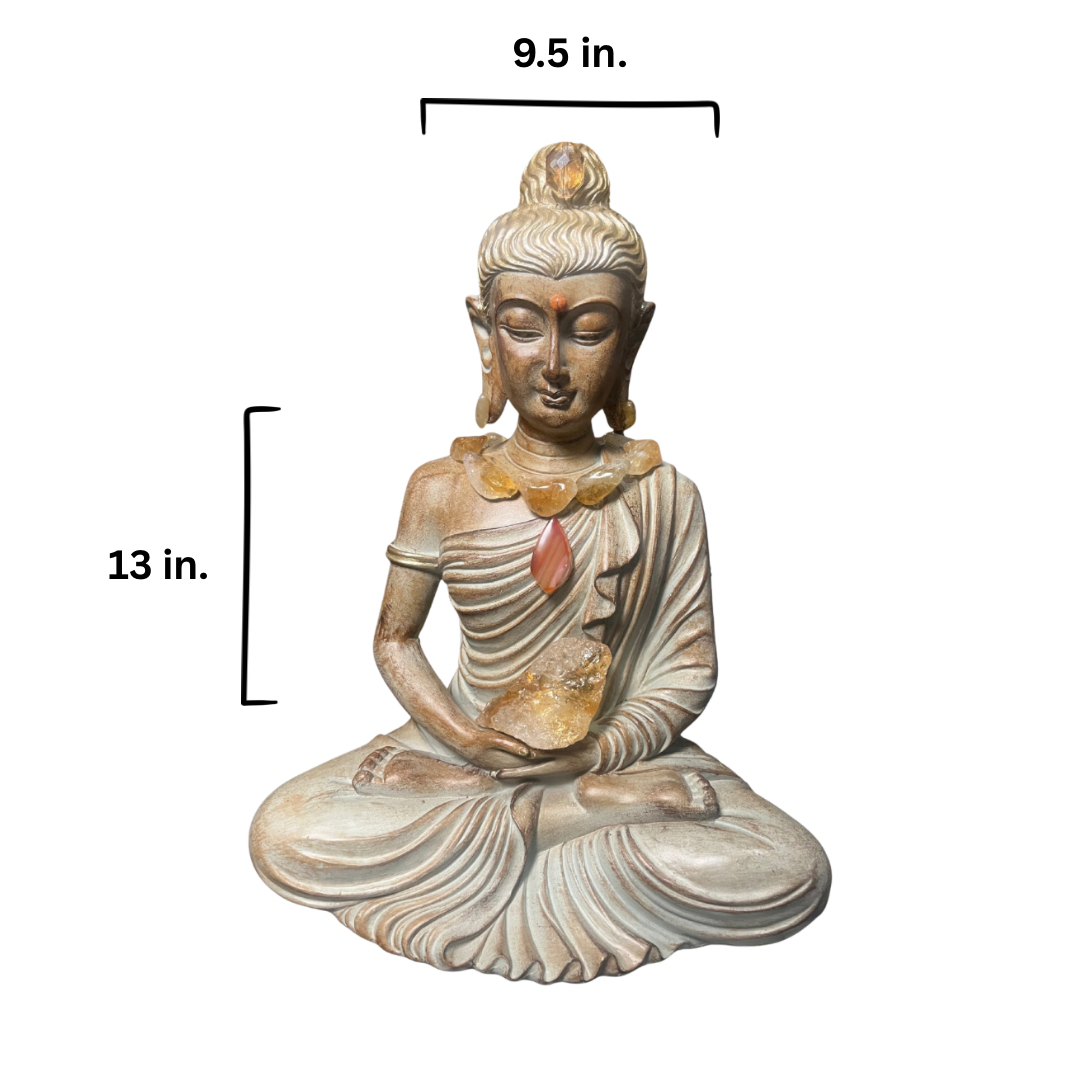 Lotus Sitting Buddha (Citrine+Carnelian+Fossilized Coral+Yellow Opal)